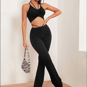 Tie back halter top and pants set